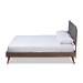 Baxton Studio Ines Mid-Century Modern Dark Grey Fabric Upholstered Walnut Brown Finished Wood King Size Platform Bed - BSOInes-Dark Grey/Ash Walnut-King