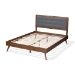 Baxton Studio Ines Mid-Century Modern Dark Grey Fabric Upholstered Walnut Brown Finished Wood King Size Platform Bed - BSOInes-Dark Grey/Ash Walnut-King
