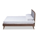 Baxton Studio Ines Mid-Century Modern Light Grey Fabric Upholstered Walnut Brown Finished Wood Queen Size Platform Bed - BSOInes-Light Grey/Ash Walnut-Queen