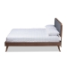 Baxton Studio Dilara Mid-Century Modern Dark Grey Fabric Upholstered Walnut Brown Finished Wood Queen Size Platform Bed - BSODilara-Dark Grey/Ash Walnut-Queen