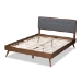Baxton Studio Dilara Mid-Century Modern Dark Grey Fabric Upholstered Walnut Brown Finished Wood Queen Size Platform Bed - BSODilara-Dark Grey/Ash Walnut-Queen