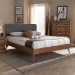 Baxton Studio Dilara Mid-Century Modern Dark Grey Fabric Upholstered Walnut Brown Finished Wood Queen Size Platform Bed - BSODilara-Dark Grey/Ash Walnut-Queen