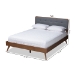 Baxton Studio Dilara Mid-Century Modern Dark Grey Fabric Upholstered Walnut Brown Finished Wood Queen Size Platform Bed - BSODilara-Dark Grey/Ash Walnut-Queen