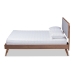 Baxton Studio Dilara Mid-Century Modern Light Grey Fabric Upholstered Walnut Brown Finished Wood Queen Size Platform Bed - BSODilara-Light Grey/Ash Walnut-Queen