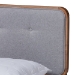 Baxton Studio Dilara Mid-Century Modern Light Grey Fabric Upholstered Walnut Brown Finished Wood Queen Size Platform Bed - BSODilara-Light Grey/Ash Walnut-Queen