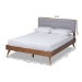 Baxton Studio Dilara Mid-Century Modern Light Grey Fabric Upholstered Walnut Brown Finished Wood Queen Size Platform Bed - BSODilara-Light Grey/Ash Walnut-Queen