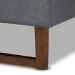 Baxton Studio Liliya Mid-Century Modern Dark Grey Fabric Upholstered Walnut Brown Finished Wood Queen Size Platform Bed Frame - BSOMG97043-1-Dark Grey/Ash Walnut-Bed Frame-Queen
