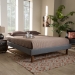 Baxton Studio Liliya Mid-Century Modern Dark Grey Fabric Upholstered Walnut Brown Finished Wood Queen Size Platform Bed Frame - BSOMG97043-1-Dark Grey/Ash Walnut-Bed Frame-Queen