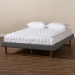 Baxton Studio Liliya Mid-Century Modern Dark Grey Fabric Upholstered Walnut Brown Finished Wood Queen Size Platform Bed Frame - BSOMG97043-1-Dark Grey/Ash Walnut-Bed Frame-Queen