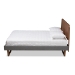 Baxton Studio Ayla Mid-Century Modern Dark Grey Fabric Upholstered Walnut Brown Finished Wood Queen Size Platform Bed - BSOAyla-Dark Grey/Ash Walnut-Queen