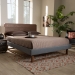 Baxton Studio Ayla Mid-Century Modern Dark Grey Fabric Upholstered Walnut Brown Finished Wood Queen Size Platform Bed - BSOAyla-Dark Grey/Ash Walnut-Queen
