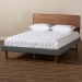 Baxton Studio Ayla Mid-Century Modern Dark Grey Fabric Upholstered Walnut Brown Finished Wood Queen Size Platform Bed - BSOAyla-Dark Grey/Ash Walnut-Queen