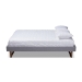 Baxton Studio Liliya Mid-Century Modern Light Grey Fabric Upholstered Walnut Brown Finished Wood Full Size Platform Bed Frame - BSOMG97043-1-Light Grey/Ash Walnut-Bed Frame-Full