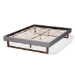Baxton Studio Liliya Mid-Century Modern Light Grey Fabric Upholstered Walnut Brown Finished Wood Full Size Platform Bed Frame - BSOMG97043-1-Light Grey/Ash Walnut-Bed Frame-Full