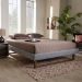Baxton Studio Liliya Mid-Century Modern Light Grey Fabric Upholstered Walnut Brown Finished Wood Full Size Platform Bed Frame - BSOMG97043-1-Light Grey/Ash Walnut-Bed Frame-Full