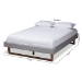 Baxton Studio Liliya Mid-Century Modern Light Grey Fabric Upholstered Walnut Brown Finished Wood Full Size Platform Bed Frame - BSOMG97043-1-Light Grey/Ash Walnut-Bed Frame-Full
