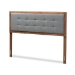 Baxton Studio Sarine Mid-Century Modern Dark Grey Fabric Upholstered Walnut Brown Finished Wood King Size Headboard