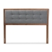 Baxton Studio Sarine Mid-Century Modern Dark Grey Fabric Upholstered Walnut Brown Finished Wood King Size Headboard - BSOMG97053-Dark Grey/Ash Walnut-HB-King