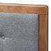 Baxton Studio Sarine Mid-Century Modern Dark Grey Fabric Upholstered Walnut Brown Finished Wood King Size Headboard - BSOMG97053-Dark Grey/Ash Walnut-HB-King