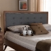 Baxton Studio Sarine Mid-Century Modern Dark Grey Fabric Upholstered Walnut Brown Finished Wood King Size Headboard - BSOMG97053-Dark Grey/Ash Walnut-HB-King