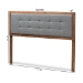 Baxton Studio Sarine Mid-Century Modern Dark Grey Fabric Upholstered Walnut Brown Finished Wood King Size Headboard - BSOMG97053-Dark Grey/Ash Walnut-HB-King