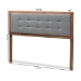 Baxton Studio Sarine Mid-Century Modern Dark Grey Fabric Upholstered Walnut Brown Finished Wood King Size Headboard - BSOMG97053-Dark Grey/Ash Walnut-HB-King