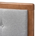 Baxton Studio Sarine Mid-Century Modern Light Grey Fabric Upholstered Walnut Brown Finished Wood Full Size Headboard - BSOMG97053-Light Grey/Ash Walnut-HB-Full