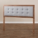 Baxton Studio Sarine Mid-Century Modern Light Grey Fabric Upholstered Walnut Brown Finished Wood Full Size Headboard - BSOMG97053-Light Grey/Ash Walnut-HB-Full