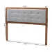 Baxton Studio Sarine Mid-Century Modern Light Grey Fabric Upholstered Walnut Brown Finished Wood Full Size Headboard - BSOMG97053-Light Grey/Ash Walnut-HB-Full