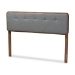 Baxton Studio Palina Mid-Century Modern Dark Grey Fabric Upholstered Walnut Brown Finished Wood Queen Size Headboard