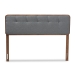 Baxton Studio Palina Mid-Century Modern Dark Grey Fabric Upholstered Walnut Brown Finished Wood Queen Size Headboard - BSOMG3000PC-Dark Grey/Ash Walnut-HB-Queen