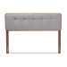 Baxton Studio Palina Mid-Century Modern Light Grey Fabric Upholstered Walnut Brown Finished Wood Queen Size Headboard - BSOMG3000PC-Light Grey/Ash Walnut-HB-Queen