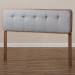 Baxton Studio Palina Mid-Century Modern Light Grey Fabric Upholstered Walnut Brown Finished Wood Queen Size Headboard - BSOMG3000PC-Light Grey/Ash Walnut-HB-Queen