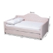 Baxton Studio Perry Modern and Contemporary Light Pink Velvet Fabric Upholstered and Button Tufted Full Size Daybed with Trundle - BSOCF8940-Light Pink-Daybed-F/T
