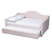 Baxton Studio Perry Modern and Contemporary Light Pink Velvet Fabric Upholstered and Button Tufted Full Size Daybed with Trundle - BSOCF8940-Light Pink-Daybed-F/T
