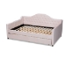Baxton Studio Perry Modern and Contemporary Light Pink Velvet Fabric Upholstered and Button Tufted Full Size Daybed with Trundle - BSOCF8940-Light Pink-Daybed-F/T