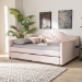 Baxton Studio Perry Modern and Contemporary Light Pink Velvet Fabric Upholstered and Button Tufted Full Size Daybed with Trundle - BSOCF8940-Light Pink-Daybed-F/T