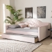 Baxton Studio Perry Modern and Contemporary Light Pink Velvet Fabric Upholstered and Button Tufted Full Size Daybed with Trundle - BSOCF8940-Light Pink-Daybed-F/T