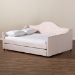 Baxton Studio Perry Modern and Contemporary Light Pink Velvet Fabric Upholstered and Button Tufted Full Size Daybed with Trundle - BSOCF8940-Light Pink-Daybed-F/T