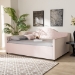 Baxton Studio Perry Modern and Contemporary Light Pink Velvet Fabric Upholstered and Button Tufted Queen Size Daybed - BSOCF8940-Light Pink-Daybed-Q