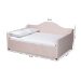 Baxton Studio Perry Modern and Contemporary Light Pink Velvet Fabric Upholstered and Button Tufted Queen Size Daybed - BSOCF8940-Light Pink-Daybed-Q