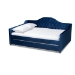 Baxton Studio Perry Modern and Contemporary Navy Blue Velvet Fabric Upholstered and Button Tufted Full Size Daybed with Trundle
