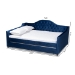 Baxton Studio Perry Modern and Contemporary Navy Blue Velvet Fabric Upholstered and Button Tufted Full Size Daybed with Trundle - BSOCF8940-Navy Blue-Daybed-F/T