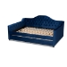 Baxton Studio Perry Modern and Contemporary Navy Blue Velvet Fabric Upholstered and Button Tufted Full Size Daybed with Trundle - BSOCF8940-Navy Blue-Daybed-F/T