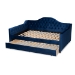 Baxton Studio Perry Modern and Contemporary Navy Blue Velvet Fabric Upholstered and Button Tufted Full Size Daybed with Trundle - BSOCF8940-Navy Blue-Daybed-F/T