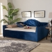 Baxton Studio Perry Modern and Contemporary Navy Blue Velvet Fabric Upholstered and Button Tufted Full Size Daybed - BSOCF8940-Navy Blue-Daybed-F