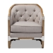 Baxton Studio Terina French Country Industrial Grey-Beige Fabric Upholstered Whitewashed Oak Wood Armchair with Metal Accents - BSOTSF7763-Beige-CC