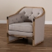 Baxton Studio Terina French Country Industrial Grey-Beige Fabric Upholstered Whitewashed Oak Wood Armchair with Metal Accents - BSOTSF7763-Beige-CC