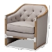 Baxton Studio Terina French Country Industrial Grey-Beige Fabric Upholstered Whitewashed Oak Wood Armchair with Metal Accents - BSOTSF7763-Beige-CC