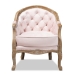 Baxton Studio Genevieve Traditional French Provincial Light Pink Velvet Upholstered White-Washed Oak Wood Armchair - BSOTSF7766-Light Pink-CC